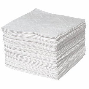 Rolls of white absorbent material designed for soaking up oil, placed on a white surface.