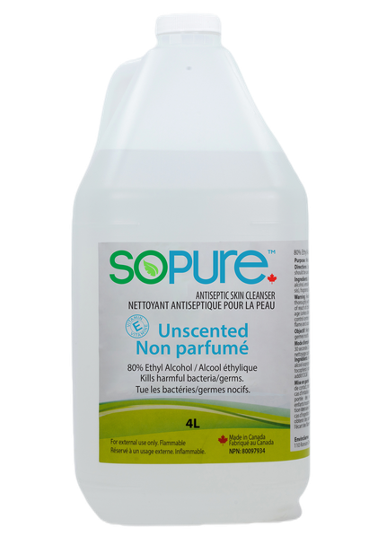 80% Alcohol Hand Sanitizer,  Unscented 4L Bottle - 4/Box